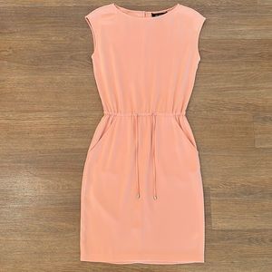 ST. JOHN Peach Drawstring Waist Side Pocket Dress, Size 2